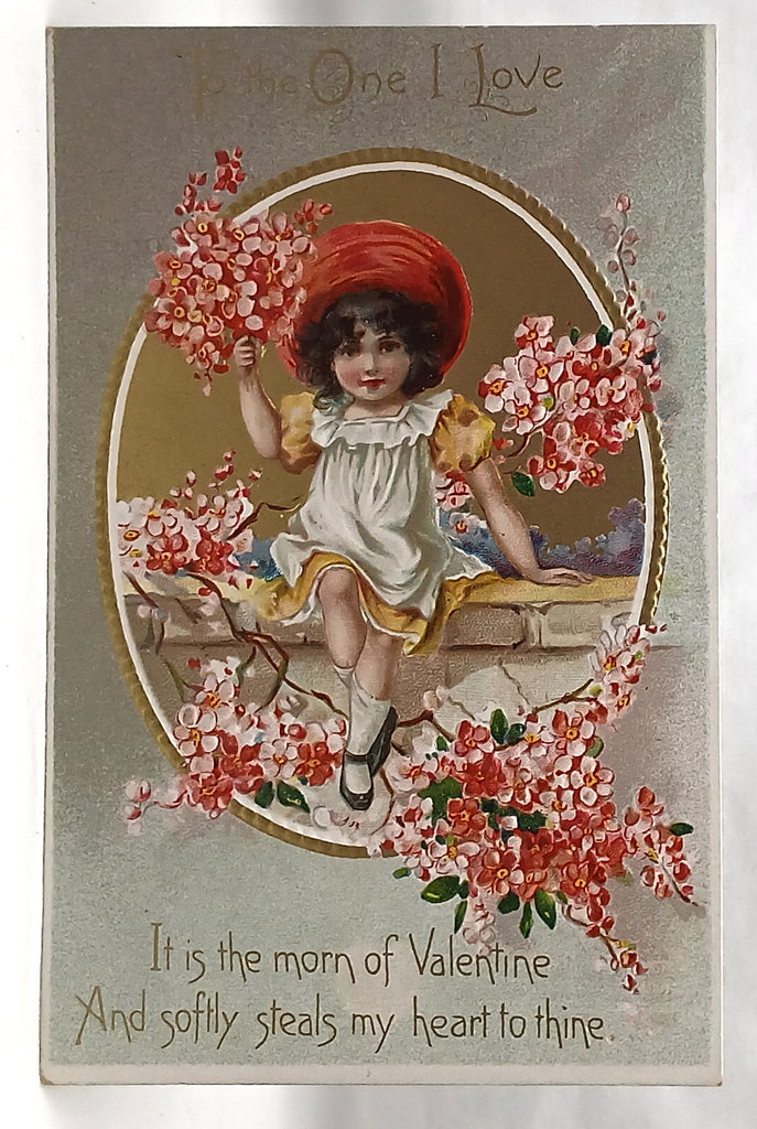 Valentine Postcard Floral Missive Series 11 Girl Pink Flowers Tuck Pub