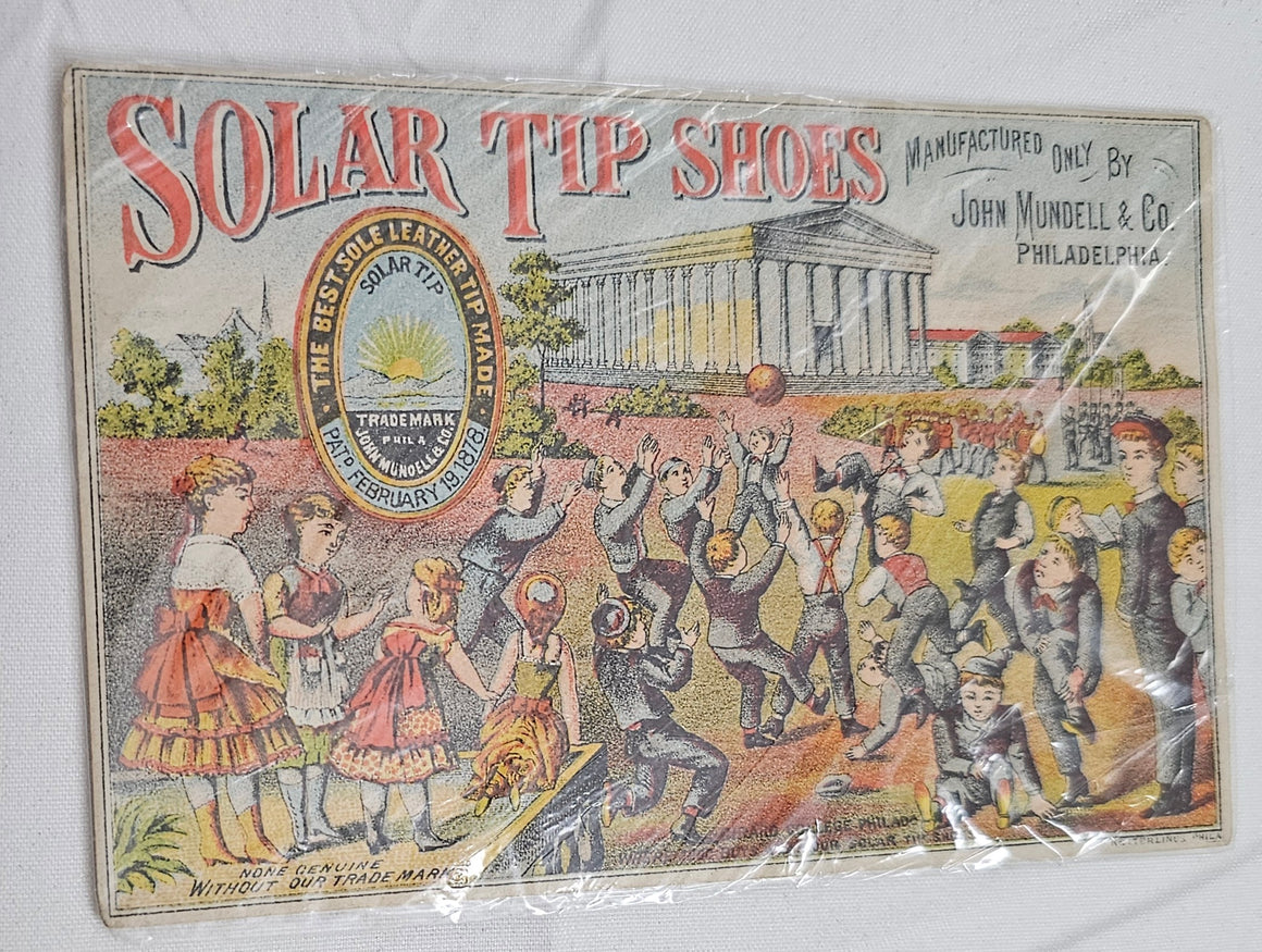 Solar Tip Shoes Victorian Trade Card Several Girard College Boys Play with Ball
