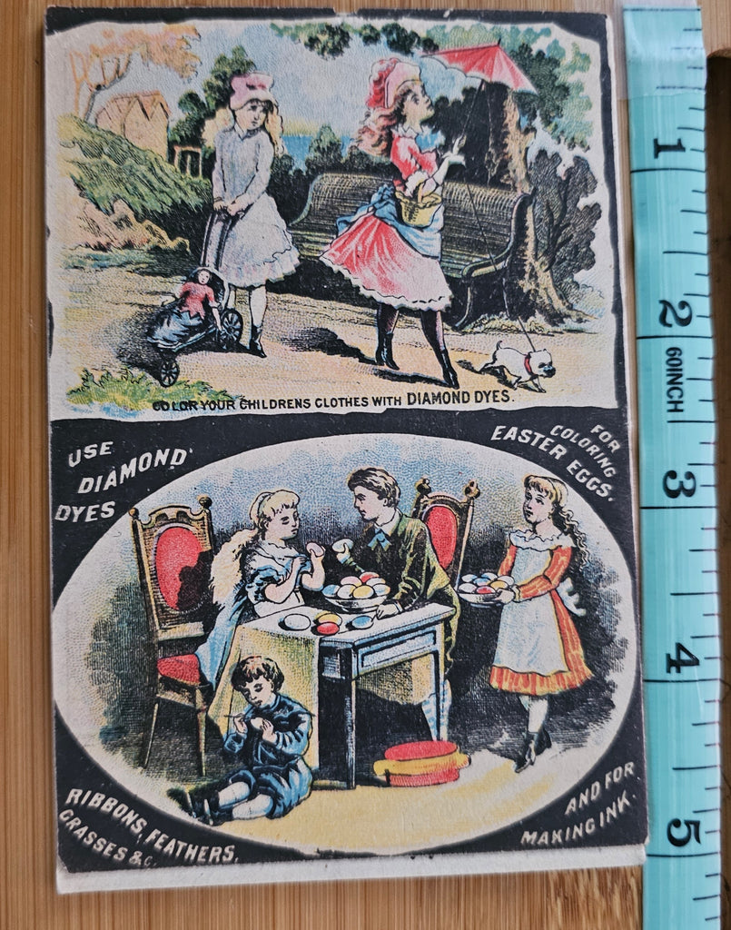 Antique Advertising Trade Card Diamond Dyes Booklet Children Easter Eggs
