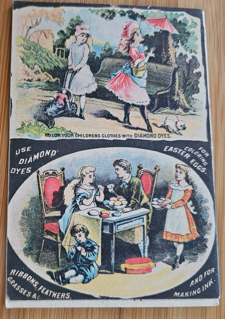 Antique Advertising Trade Card Diamond Dyes Booklet Children Easter Eggs