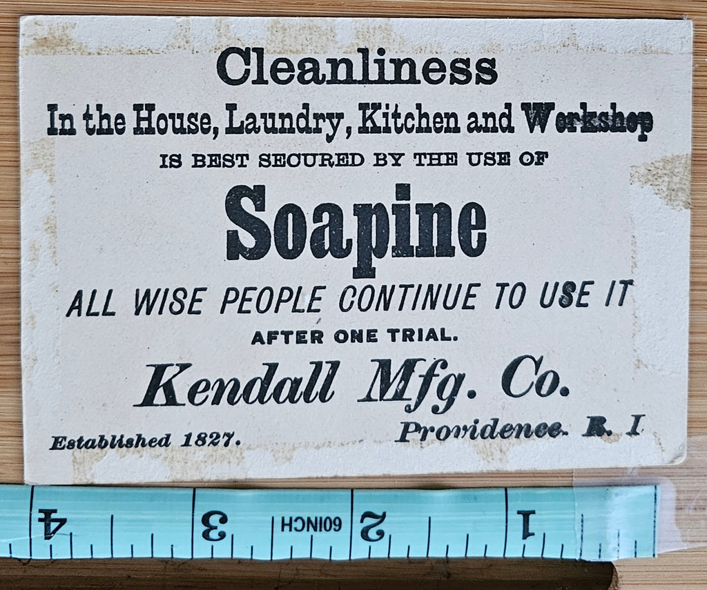 Advertising Trade Soapine Kendall Mfg RI Woman Dusting Mantle