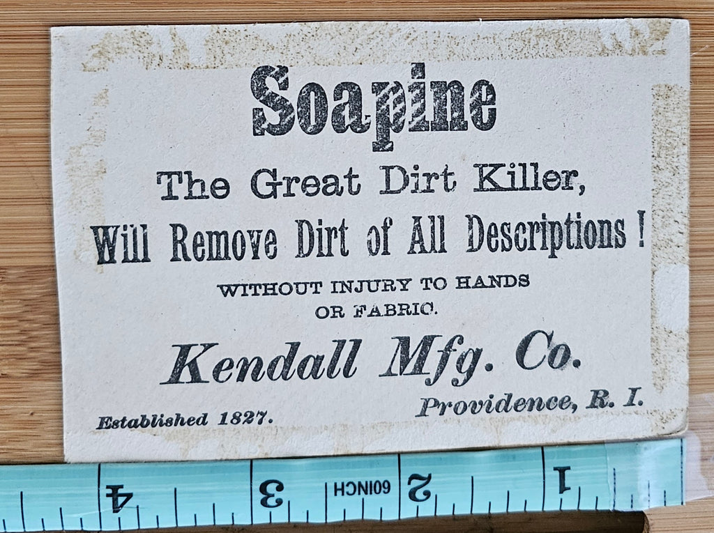 Advertising Trade Soapine Kendall Mfg RI Woman Doing Laundry