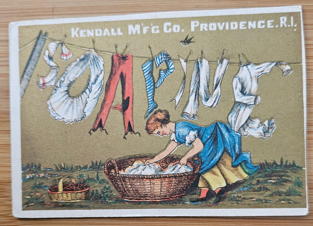 Advertising Trade Soapine Kendall Mfg RI Woman Doing Laundry