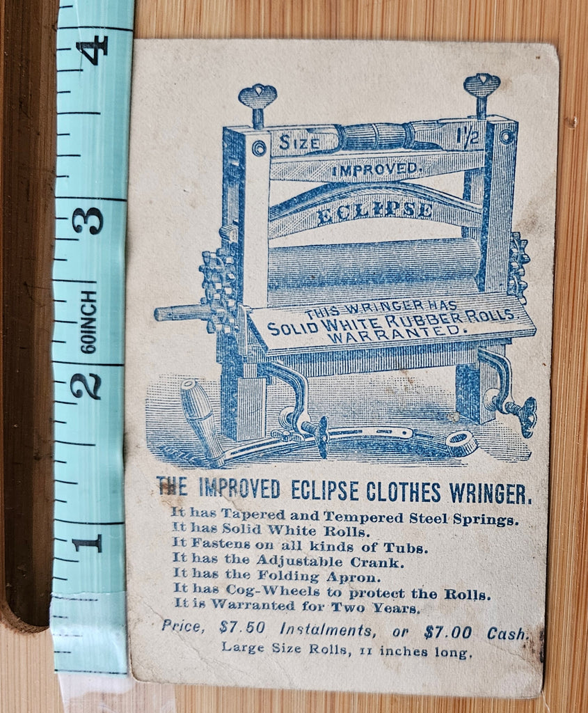 Advertising Trade Card Metropolitan Co Eclipse Bed Springs & Clothes Wringer