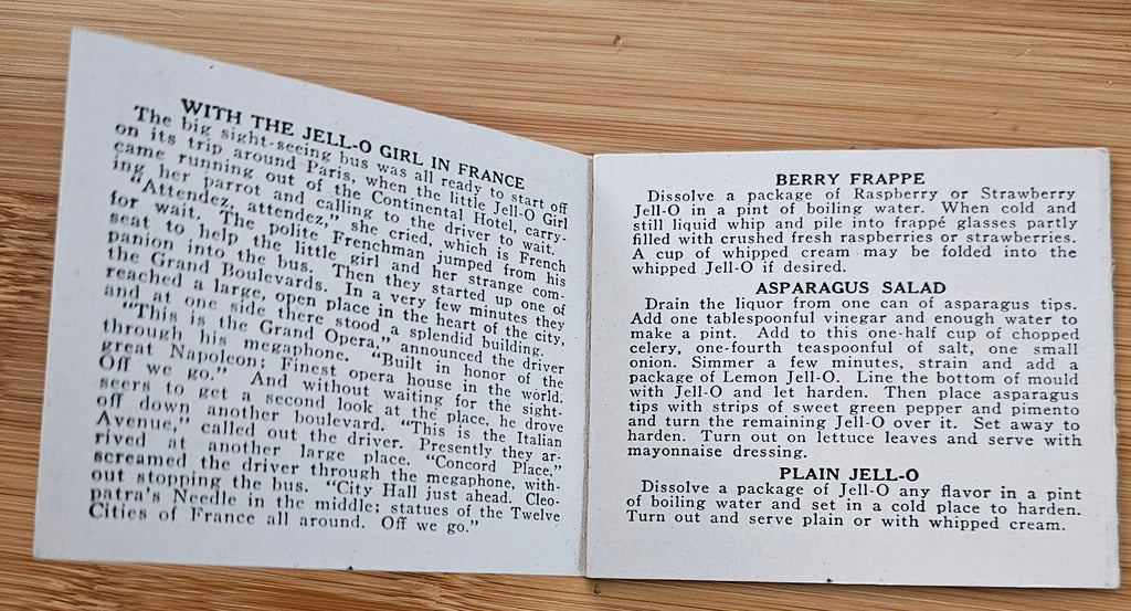 Advertising Trade Card Jello Girl in France Recipe Booklet No 3