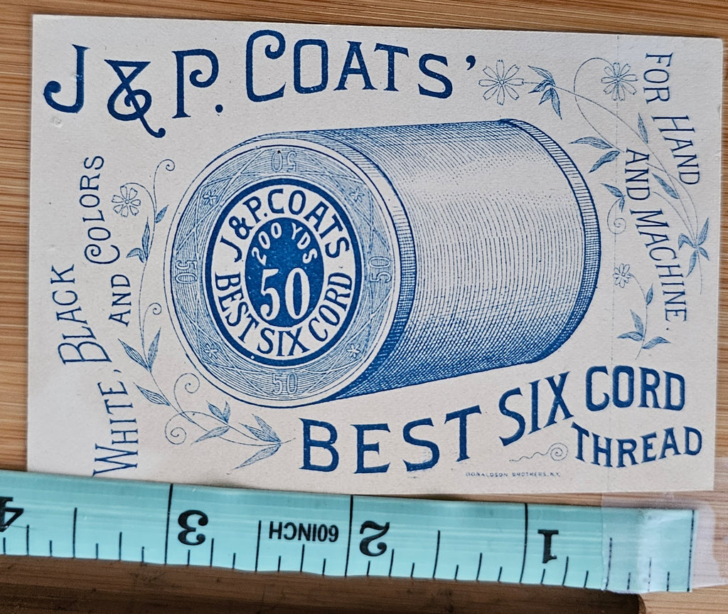 J & P Coats Six Cord Thread Girl with Puppy MFG 1887 Advertising Trade Card