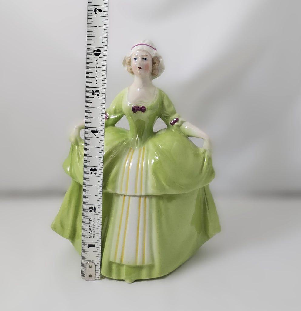 Art Deco German Porcelain Half Doll Madame Pompadour Powder Box