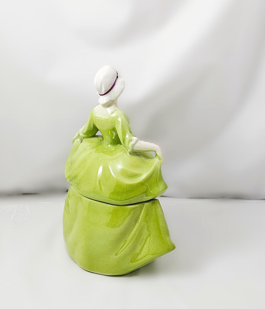 Art Deco German Porcelain Half Doll Madame Pompadour Powder Box