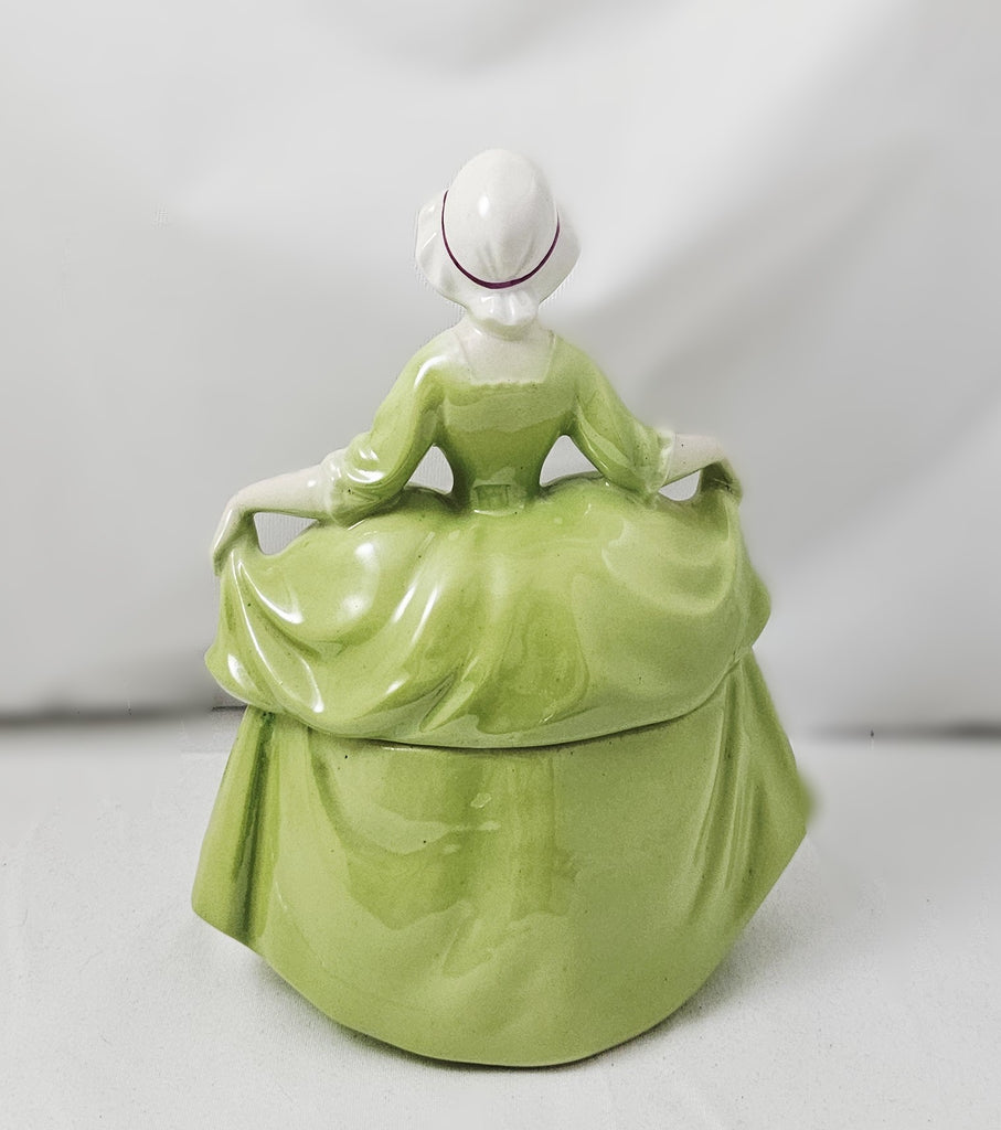 Art Deco German Porcelain Half Doll Madame Pompadour Powder Box
