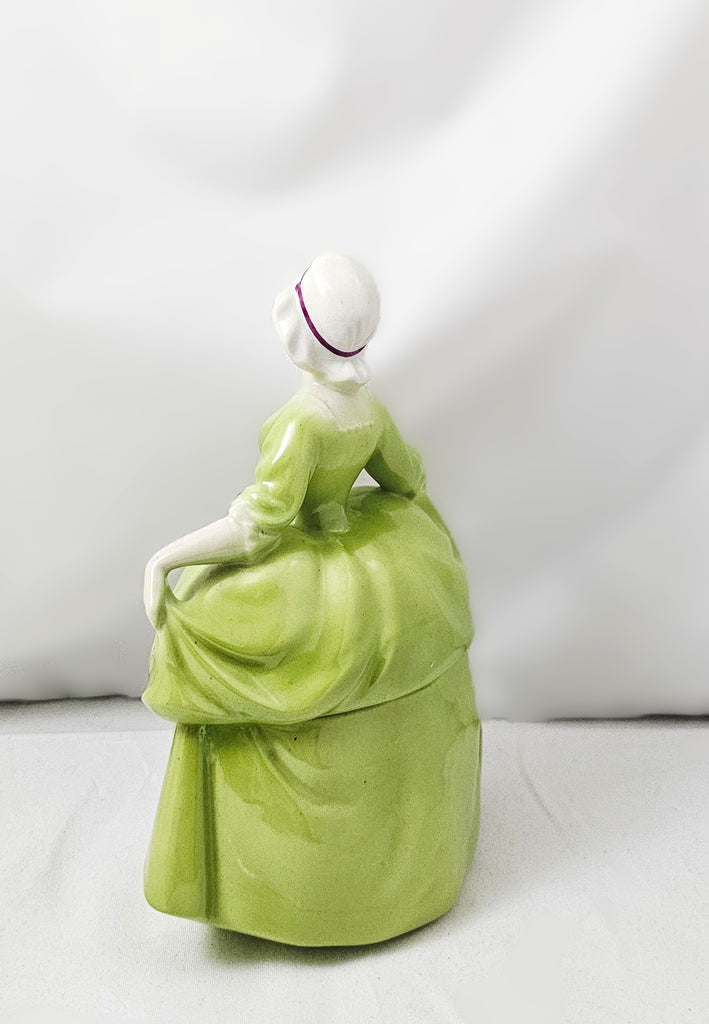 Art Deco German Porcelain Half Doll Madame Pompadour Powder Box