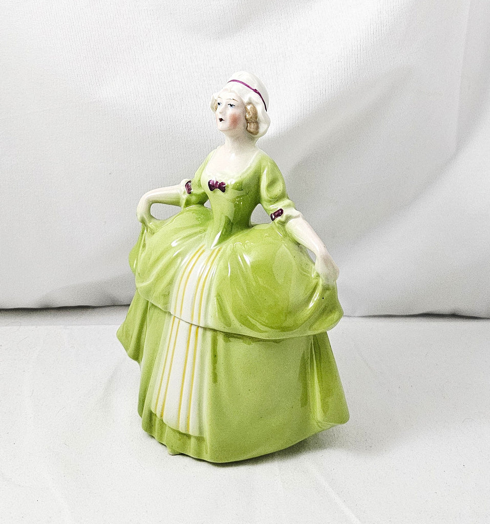 Art Deco German Porcelain Half Doll Madame Pompadour Powder Box