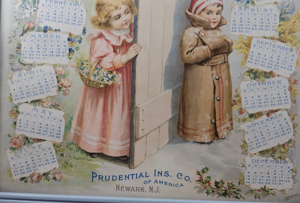 Victorian Prudential Insurance 1897 Framed Children Calendar