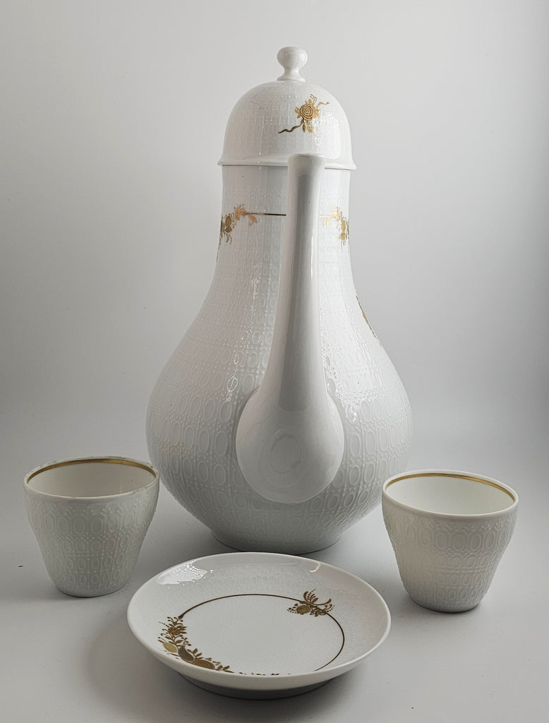 Rosenthal Germany Studio Line Tea Set for Two – Bjorn Wiinblad Design, Gold Floral Trim