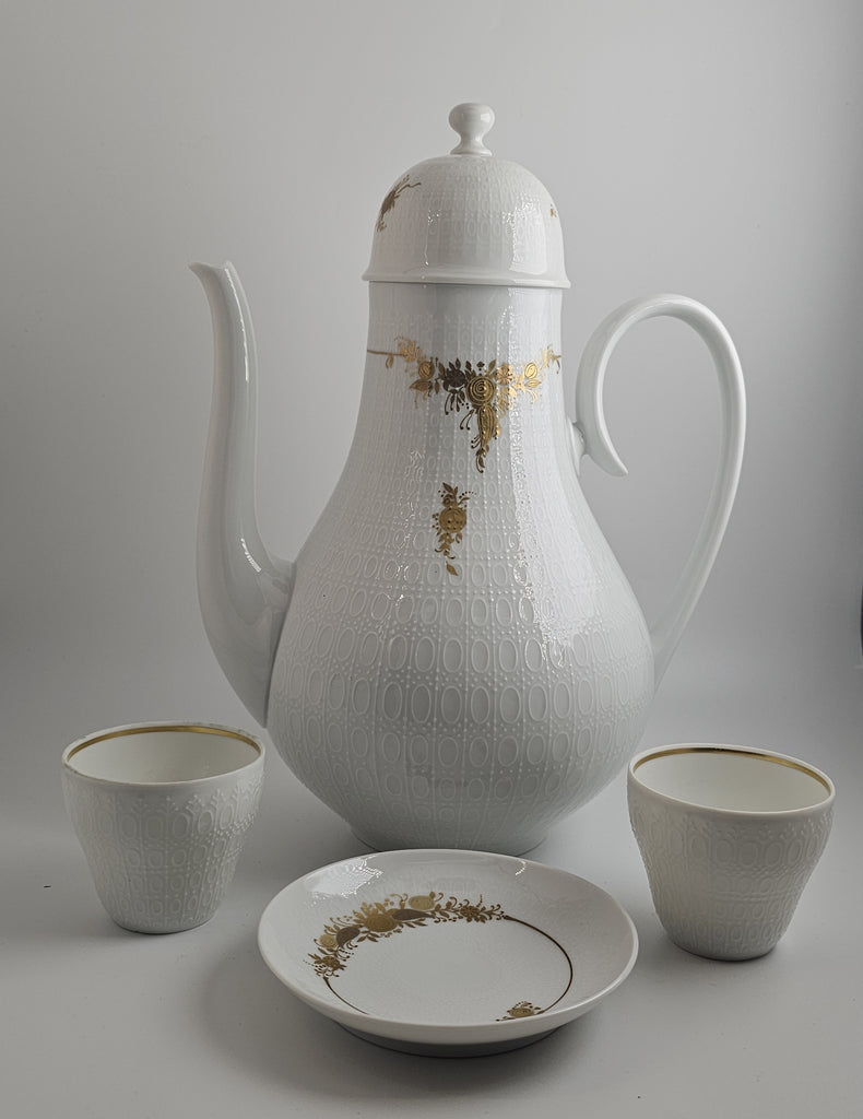 Rosenthal Germany Studio Line Tea Set for Two – Bjorn Wiinblad Design, Gold Floral Trim