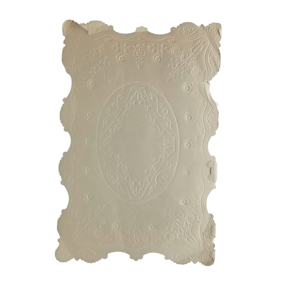 1800s Die Cut Embossed Dresden Paper Lace Valentine Card Applied Flowers