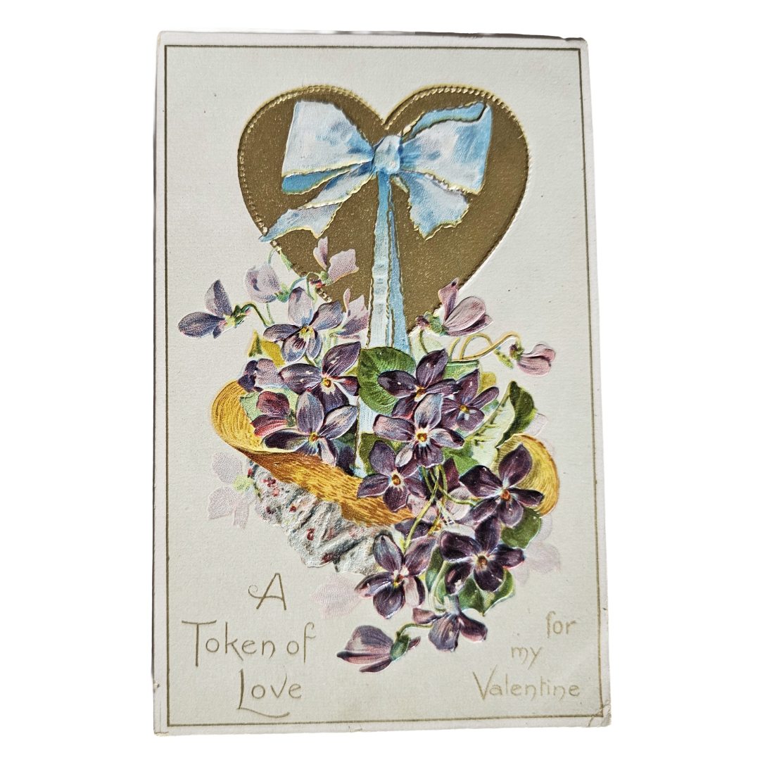 Valentine Postcard Raphael Tuck Token of Love Floral Missives Heart & Flowers