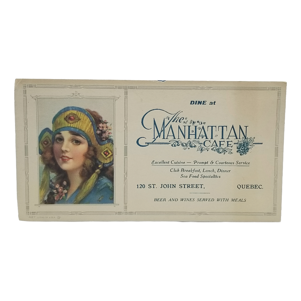 Advertising Blotter Rolf Armstrong Art Deco Woman Manhattan Cafe 1930s