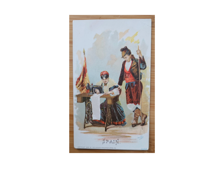 Advertising Trade Card 1893 World's Fair Souvenir Singer Sewing Machine Spain