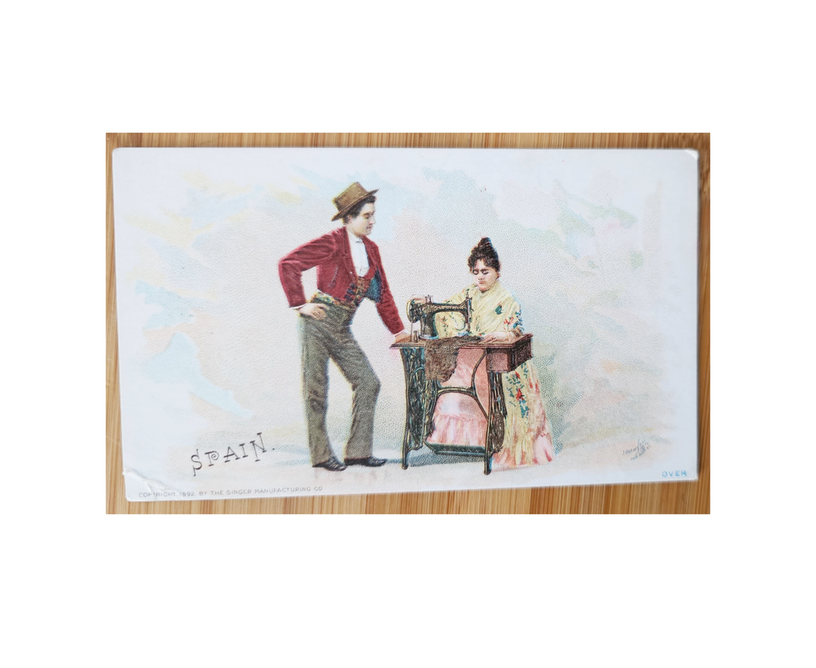 Advertising Trade Card 1893 World's Fair Souvenir Singer Sewing Machine Spain