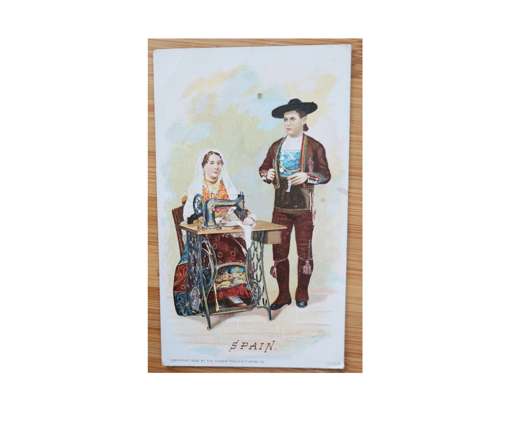 Advertising Trade Card 1893 World's Fair Souvenir Singer Sewing Machine Spain
