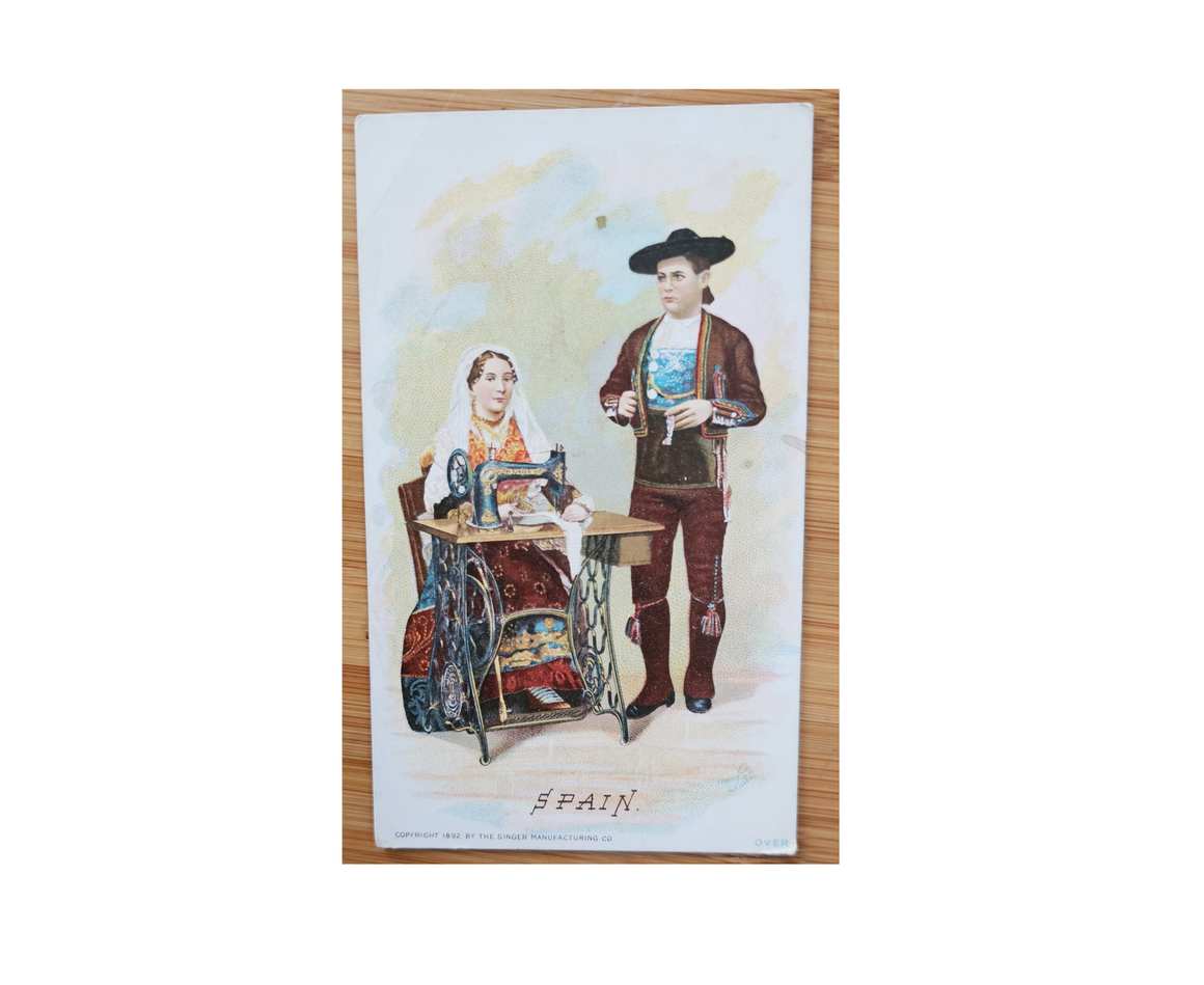 Advertising Trade Card 1893 World's Fair Souvenir Singer Sewing Machine Spain