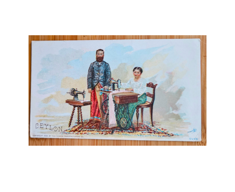 Advertising Trade Card 1893 World's Fair Souvenir Singer Sewing Machine Ceylan