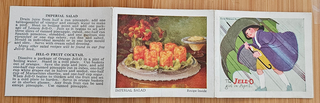 Advertising Trade Card Jello Girl in April Recipe Booklet