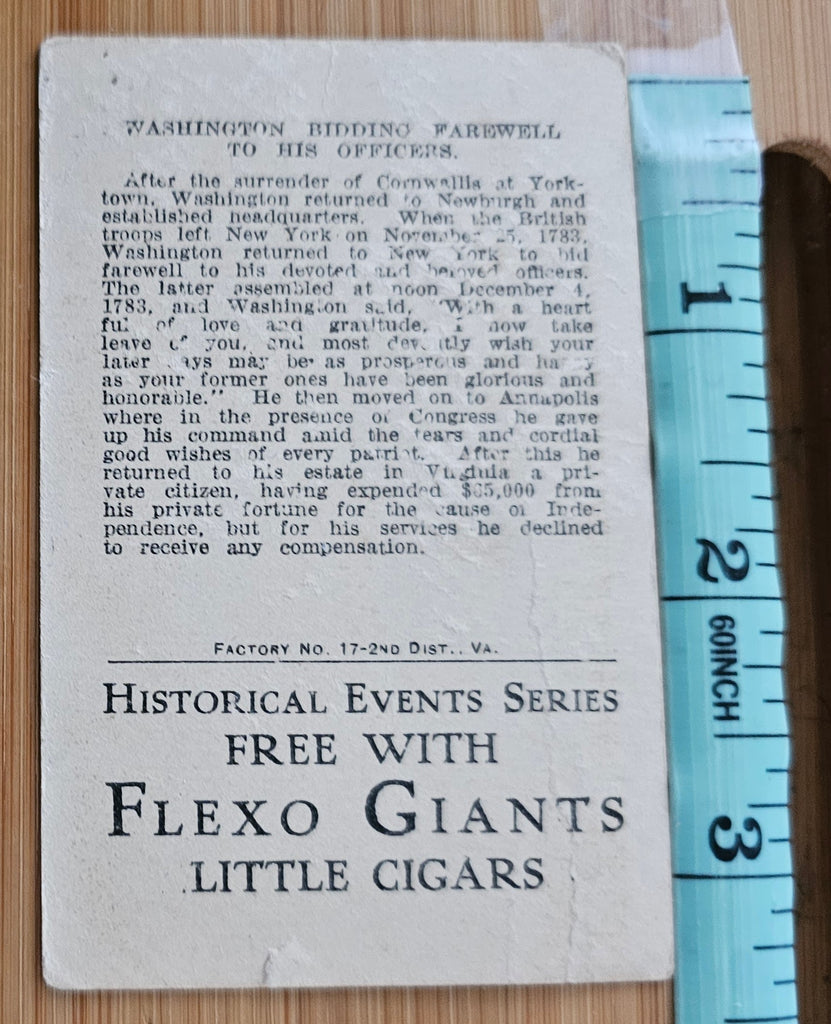 Advertising Trade Tobacco Card Flexo Giants Little Cigars Washington Bids Farewell