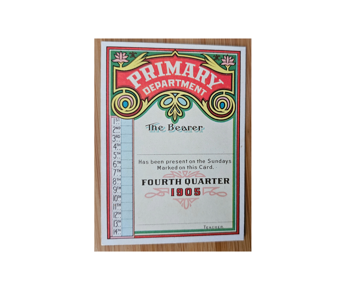 Sunday School Attendance Card Unused 1905 Primary Department