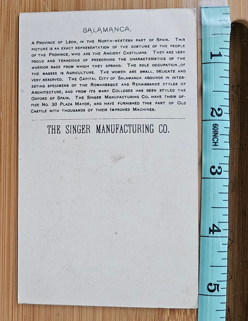 Advertising Trade Card 1893 World's Fair Souvenir Singer Sewing Machine Spain
