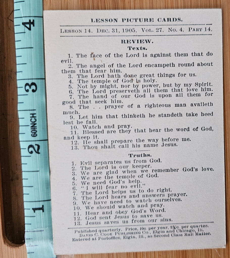 Sunday School Attendance Card Unused 1905 Primary Department