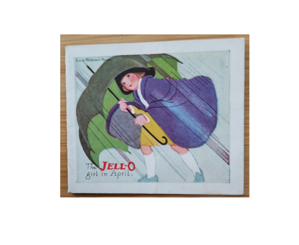 Advertising Trade Card Jello Girl in April Recipe Booklet