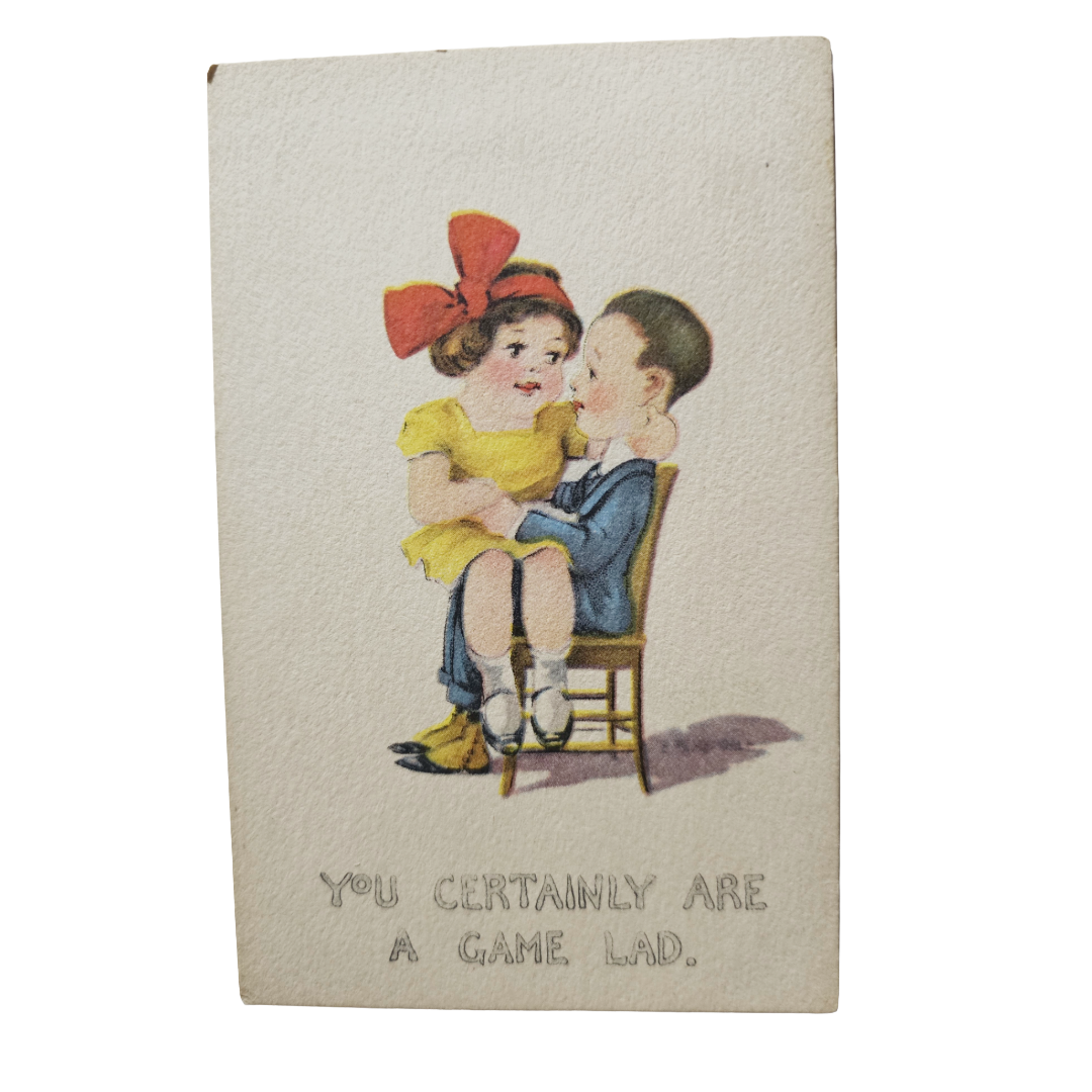 Valentine Postcard EB Kemble Little Couple on Chair Romantic