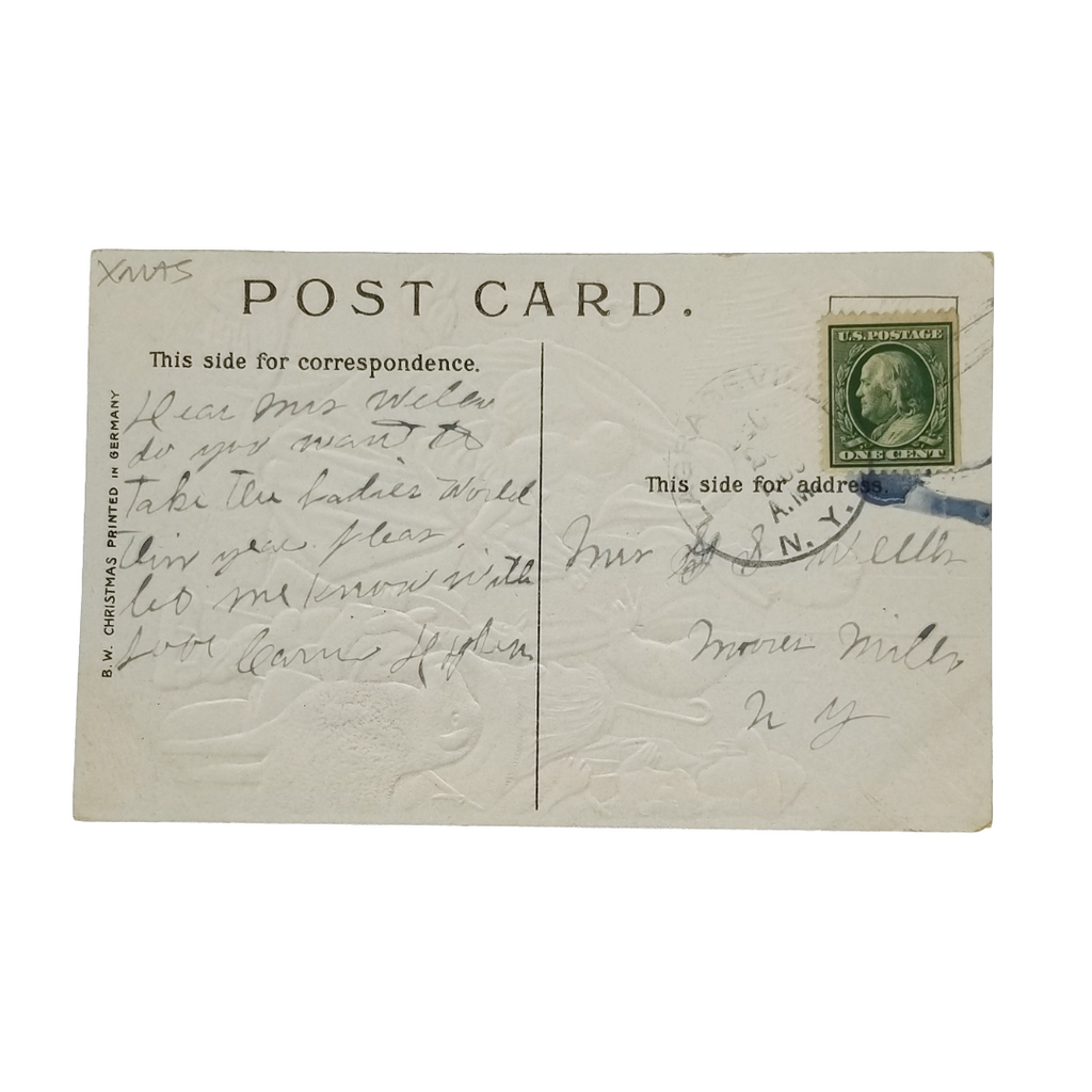 Christmas Postcard Nativity Scene Mother Mary Baby Embossed Card