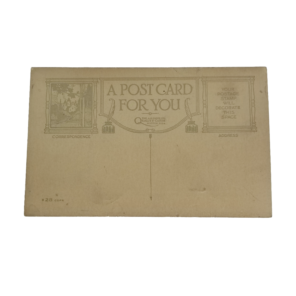 Christmas Postcard Arts Craft Card with Poem Landscape Trees in Corners