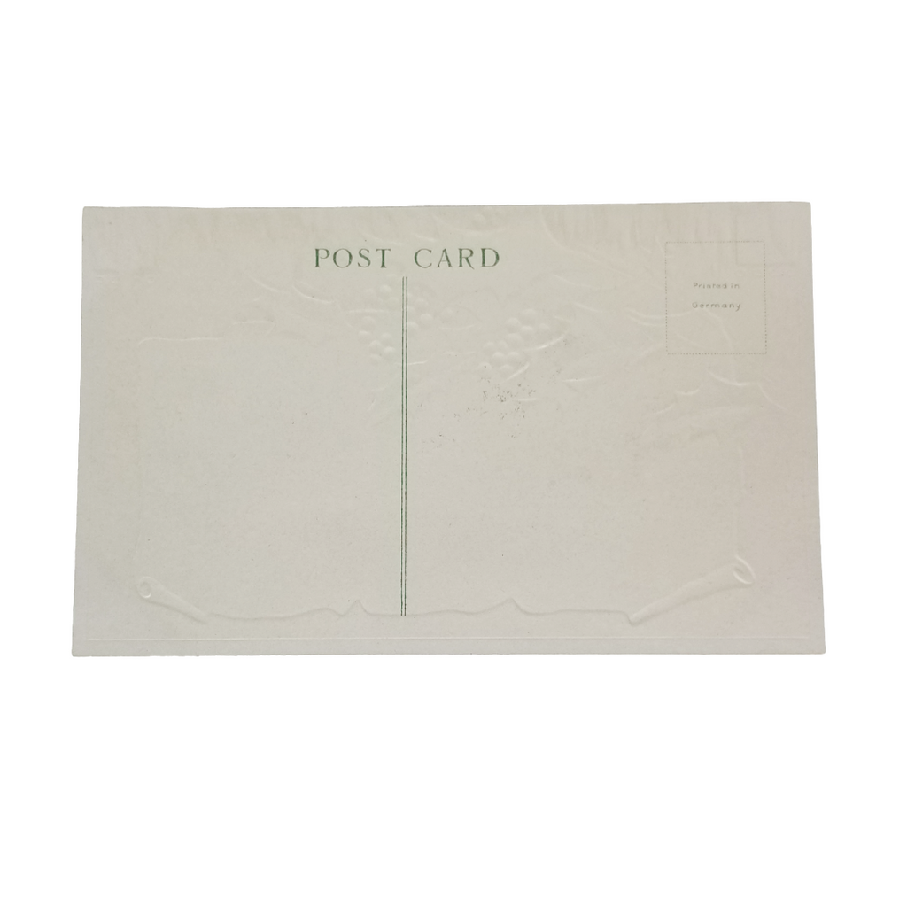 Christmas Postcard Gold Embossed Small Countryside Town in Winter