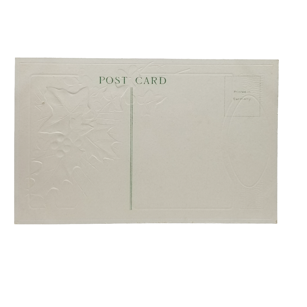 Christmas Postcard Gold Embossed Winter Birds with Holly