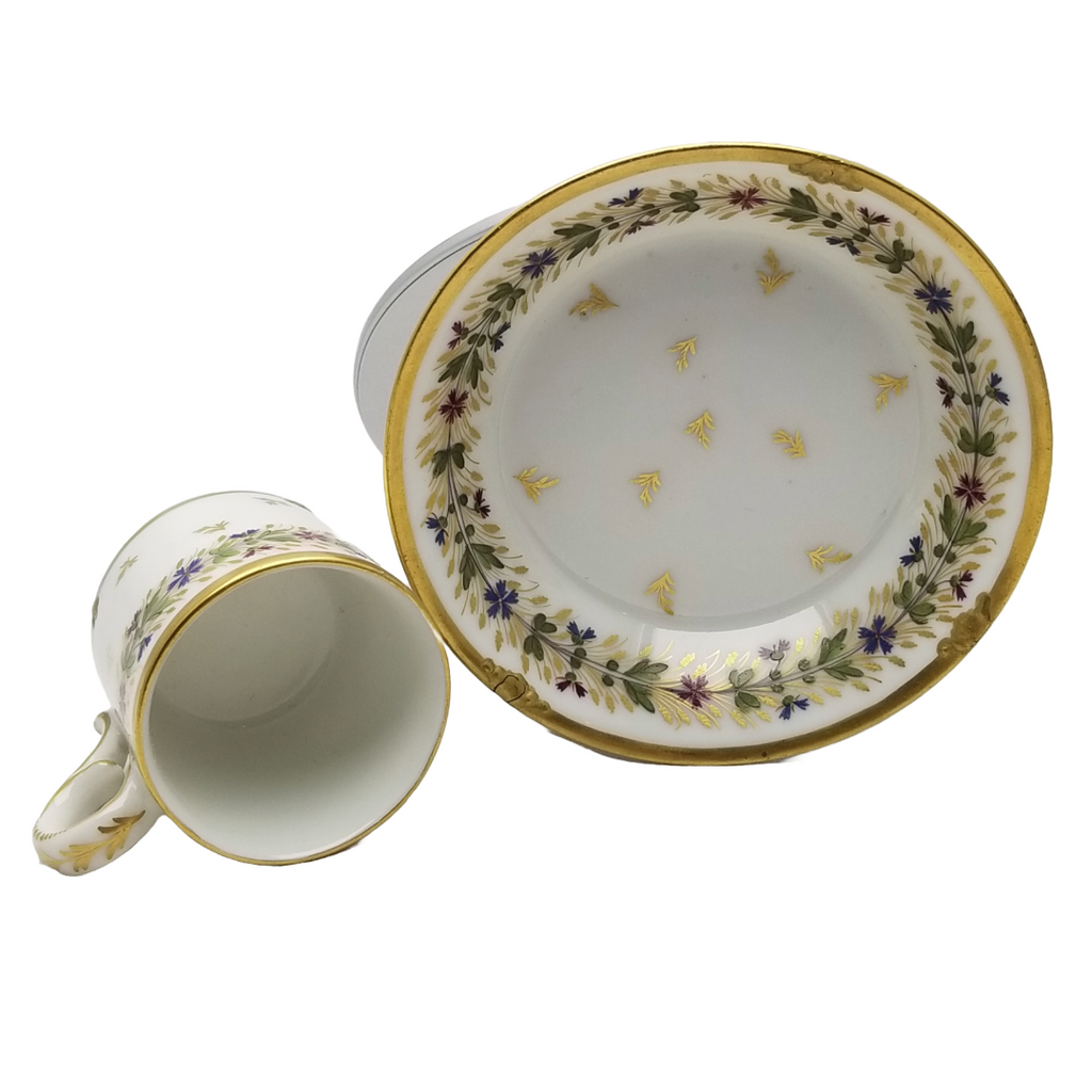 Rare 18th-Century Paris Porcelain Cup & Saucer – Manufacture du Petit Carrousel (PCG Mark)