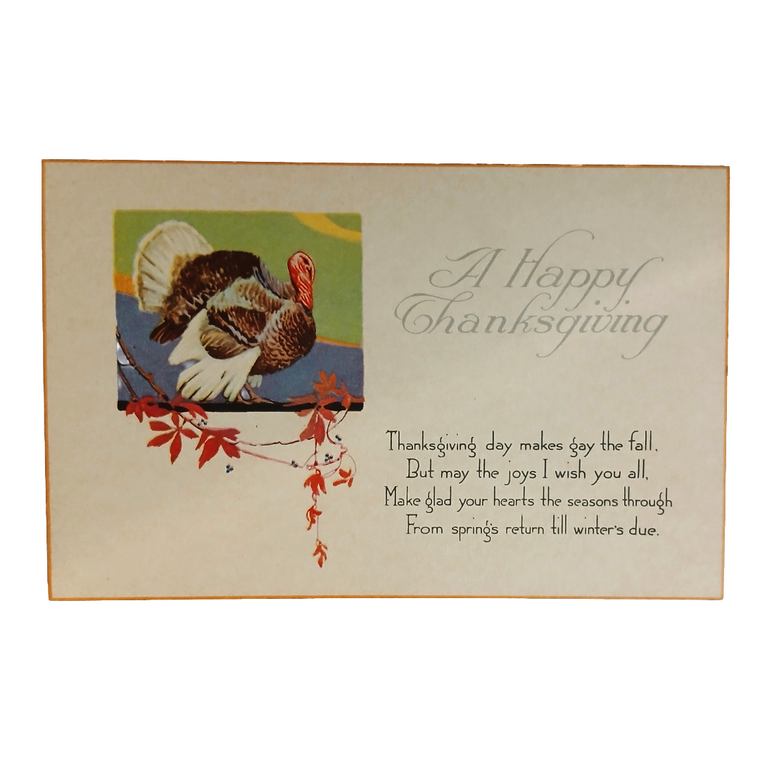 Thanksgiving Postcard Arts Craft Style Series 106 Turkey on Branch