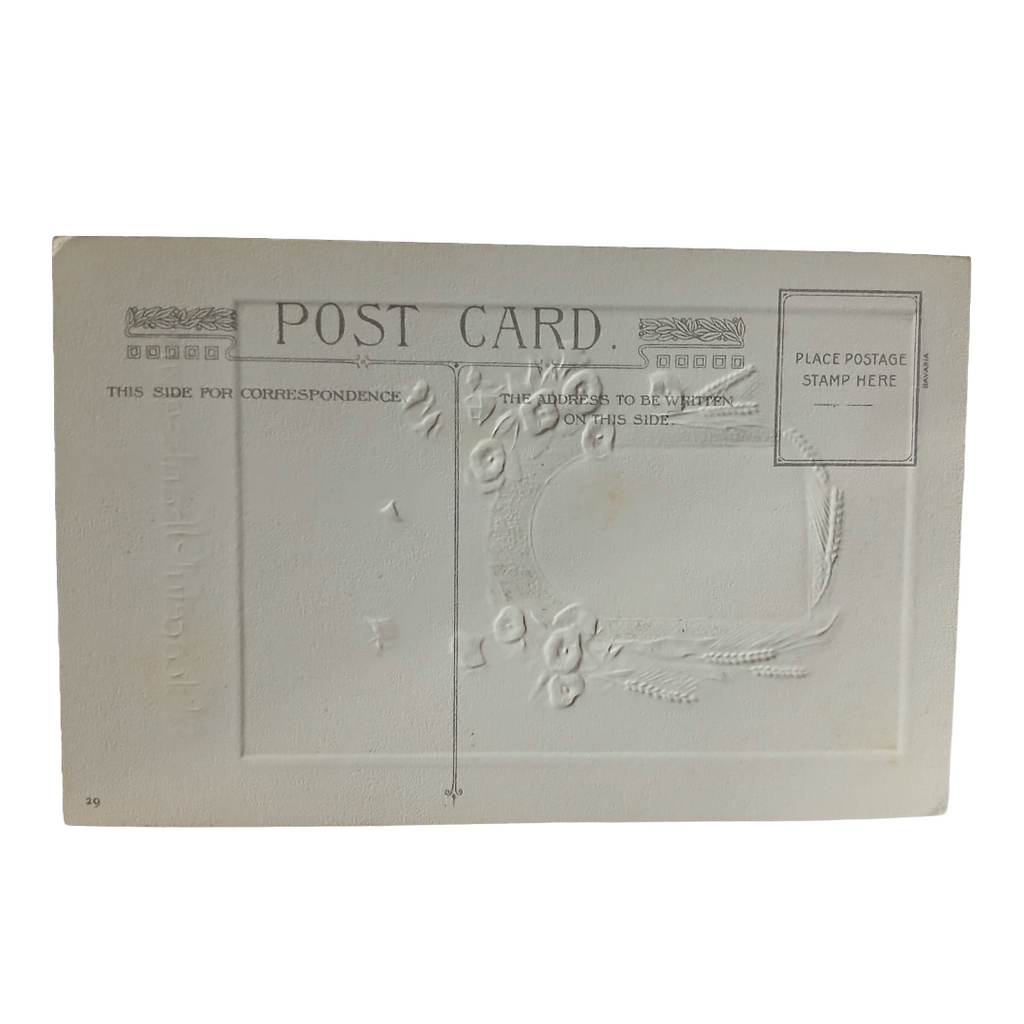 Thanksgiving Postcard Winsch Publishing Landscape & Flowers in Gold