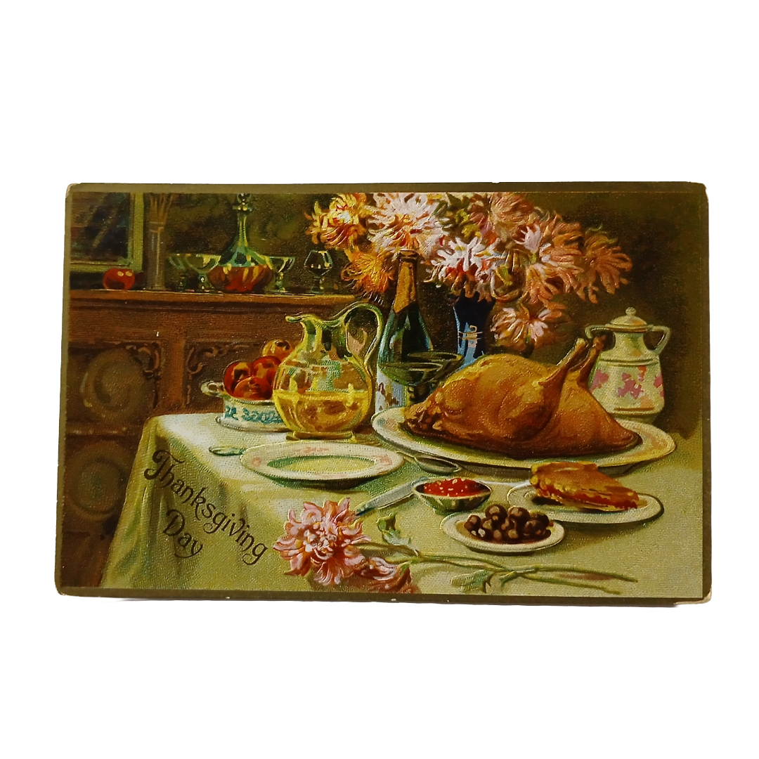 Thanksgiving Postcard Tuck Series 123 Turkey Feast on Table