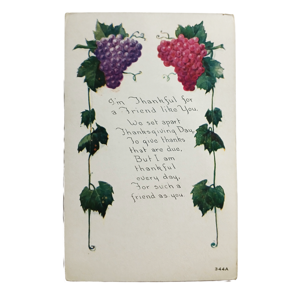 Thanksgiving Postcard Grapes with Poem of Friendship
