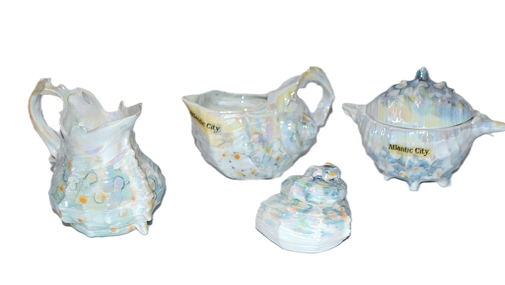 Royal Bayreuth Lusterware Spiky Murex Sea Shell 4 pc Set