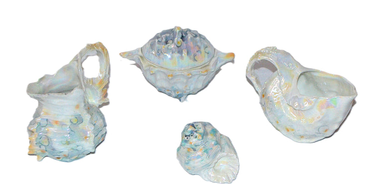 Royal Bayreuth Lusterware Spiky Murex Sea Shell 4 pc Set