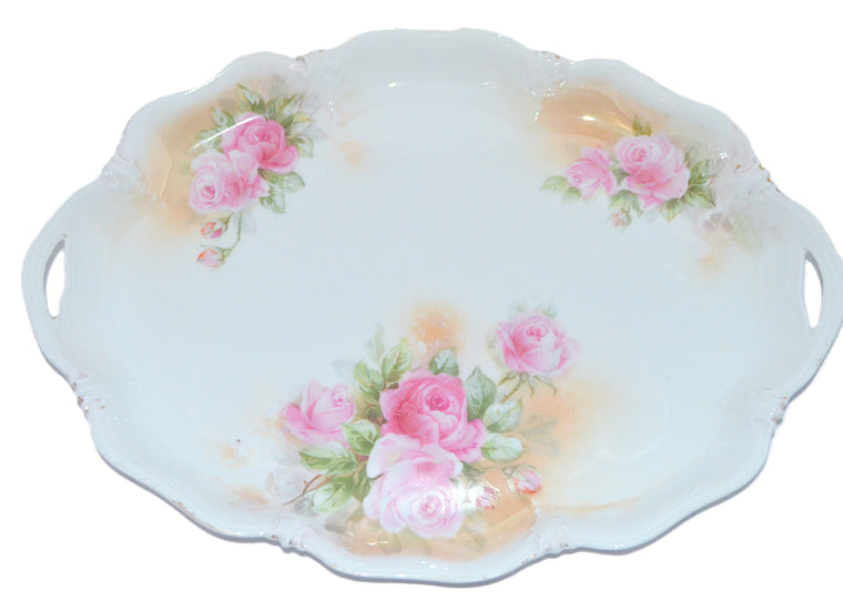 RS Prussia Porcelain Rose Decorated Dresser Tray Mold 151