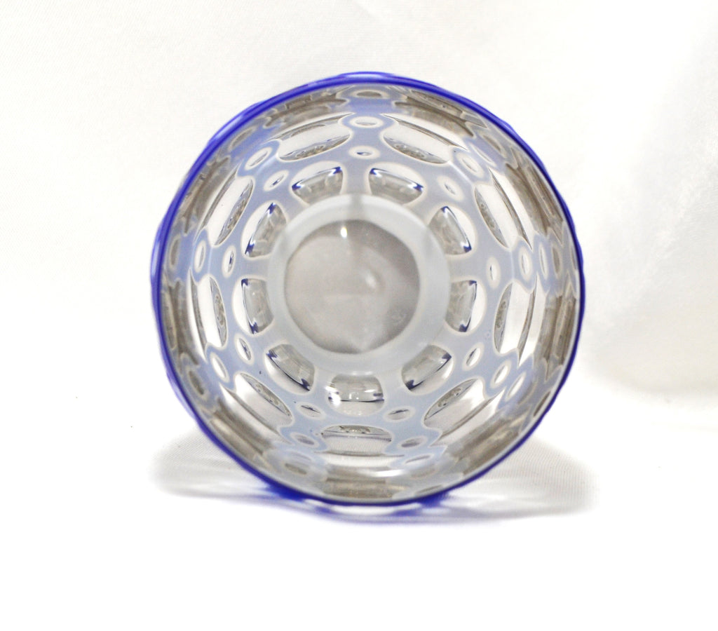 Biedermeier Bohemian Glass Cobalt White Double Overlay Tumbler Beaker Cup