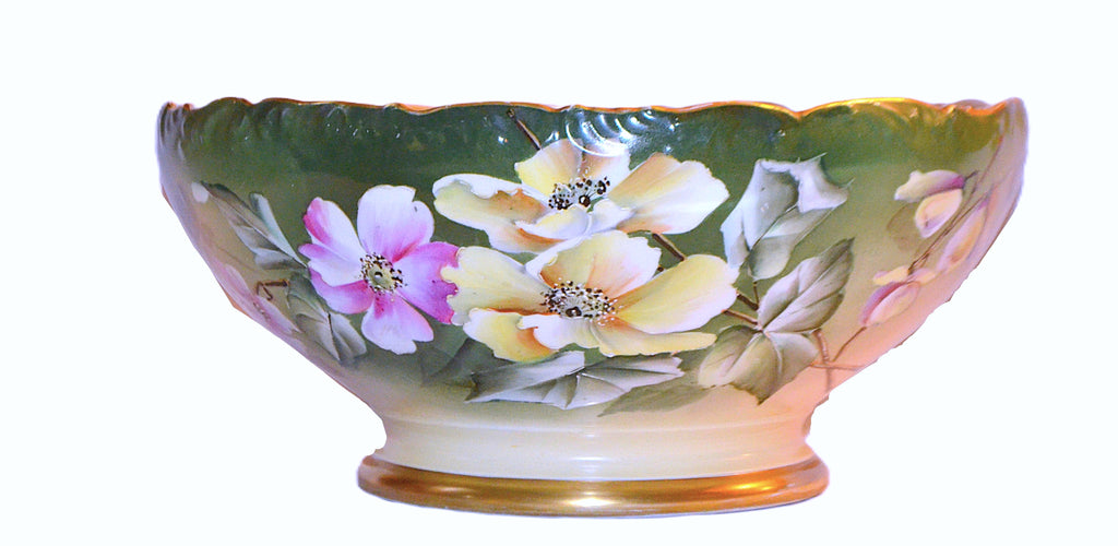 Limoges Punch Bowl Ravenwood Studios Sinclaire Hand Painted Primrose