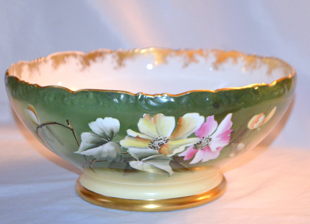 Limoges Punch Bowl Ravenwood Studios Sinclaire Hand Painted Primrose