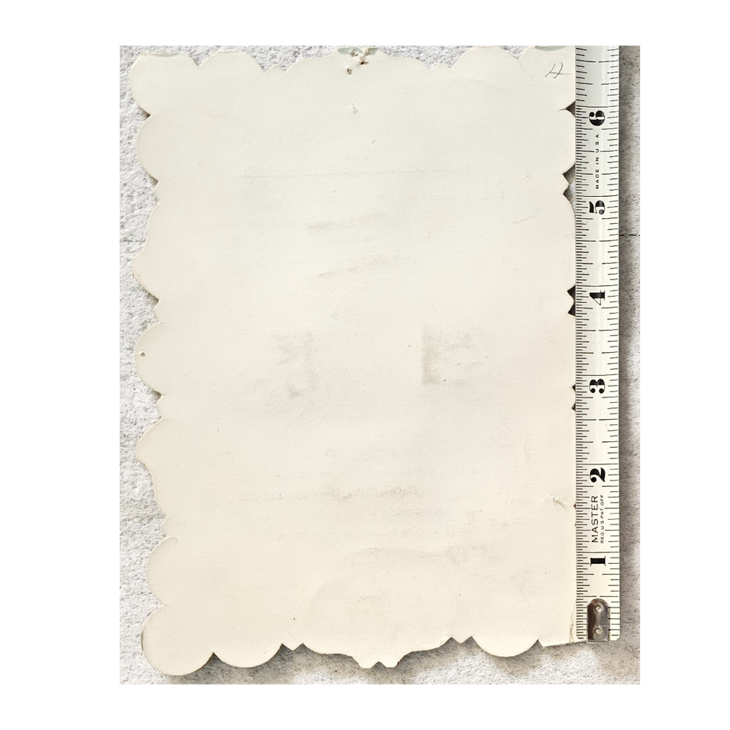 Antique Die Cut 1800s Valentine Card House Nestled in Flower Field Gold Lace