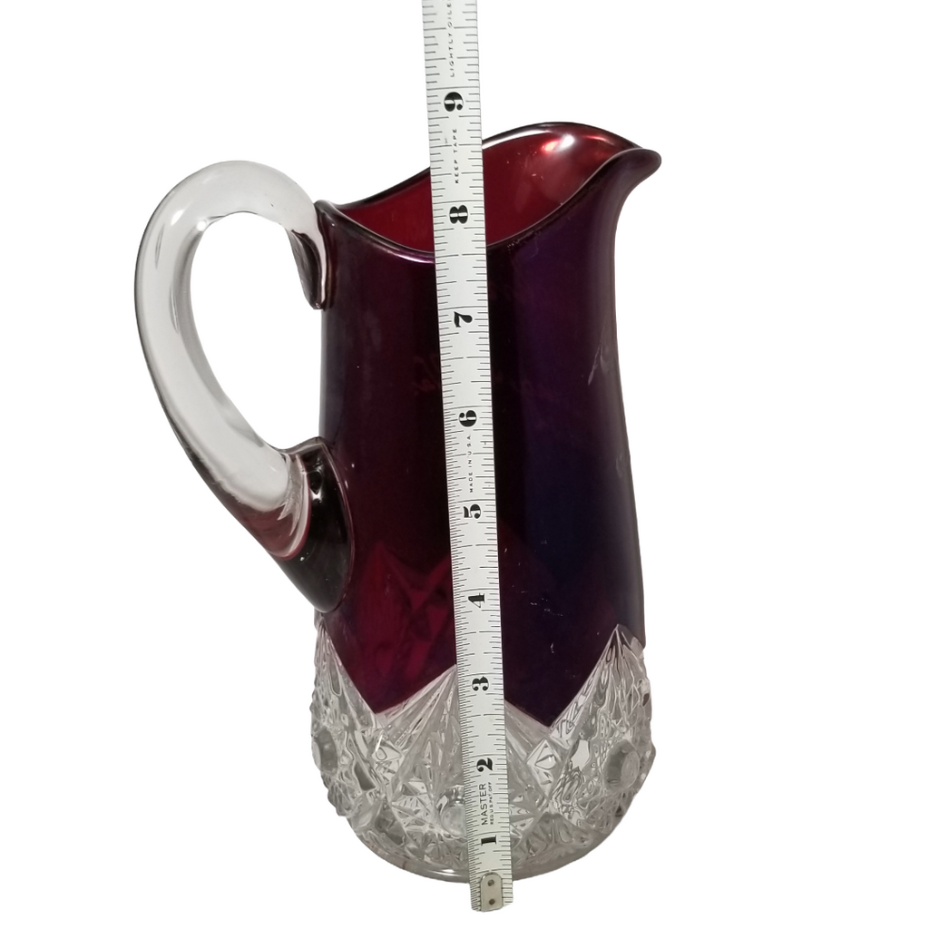 Antique EAPG Ruby Stained Souvenir Pitcher 1913 Martinsburg W Va | 8" Arch Pressed Jug